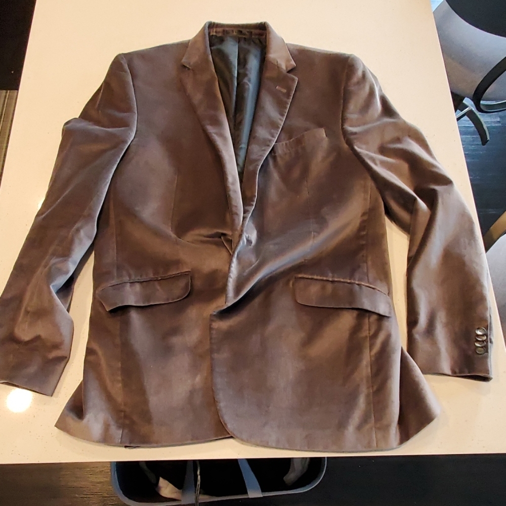 Kenneth Cole pewter gray velvet blazer 44L